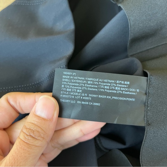 Theory Solid Bike Shorts in Black - Picture 9 of 9